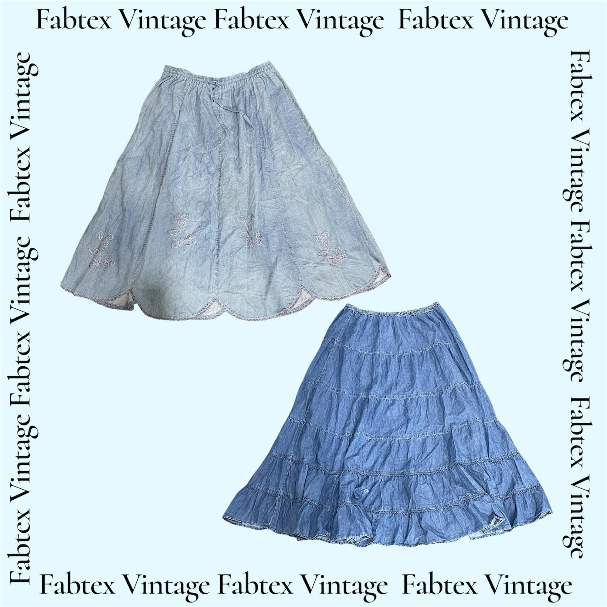 (FV-930) Y2K Denim Cotton Fairy Style maxi Skirts