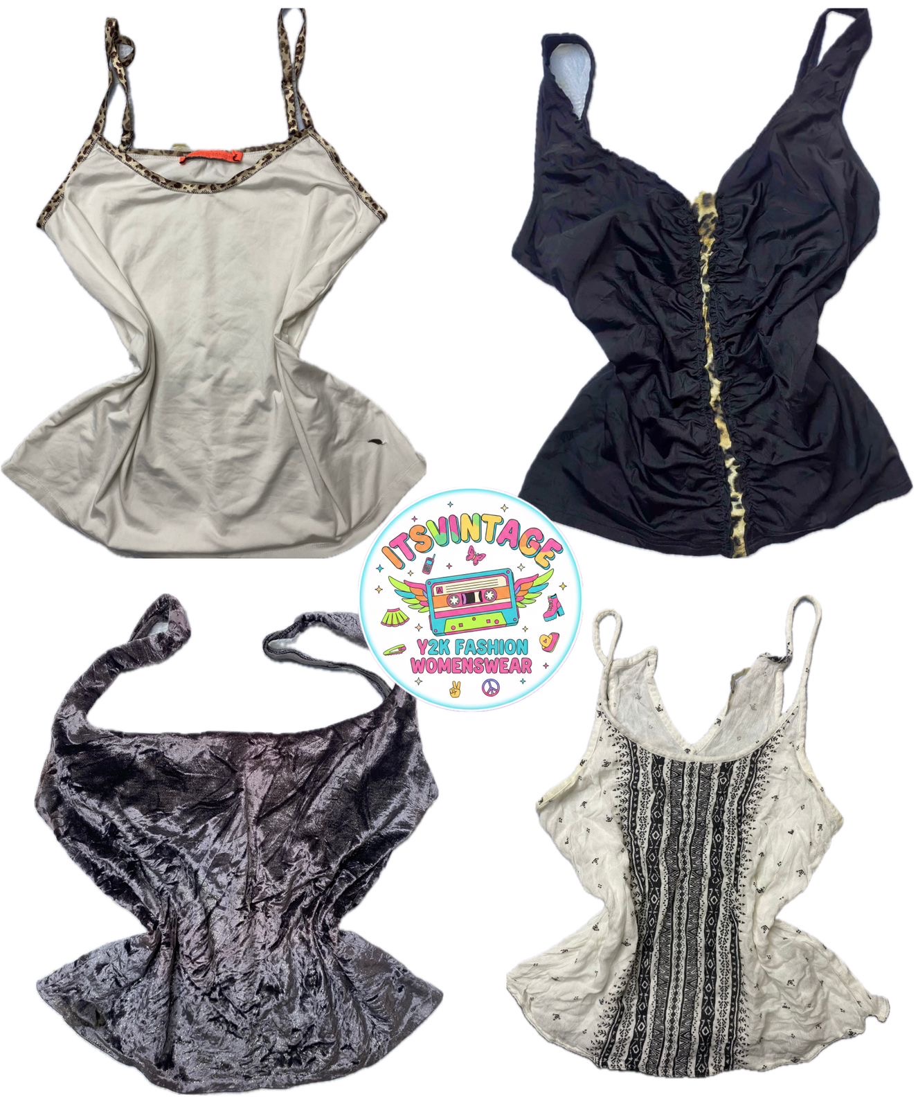 Vintage Y2K Camisole & Party Top Mix – 11pcs Ruche..