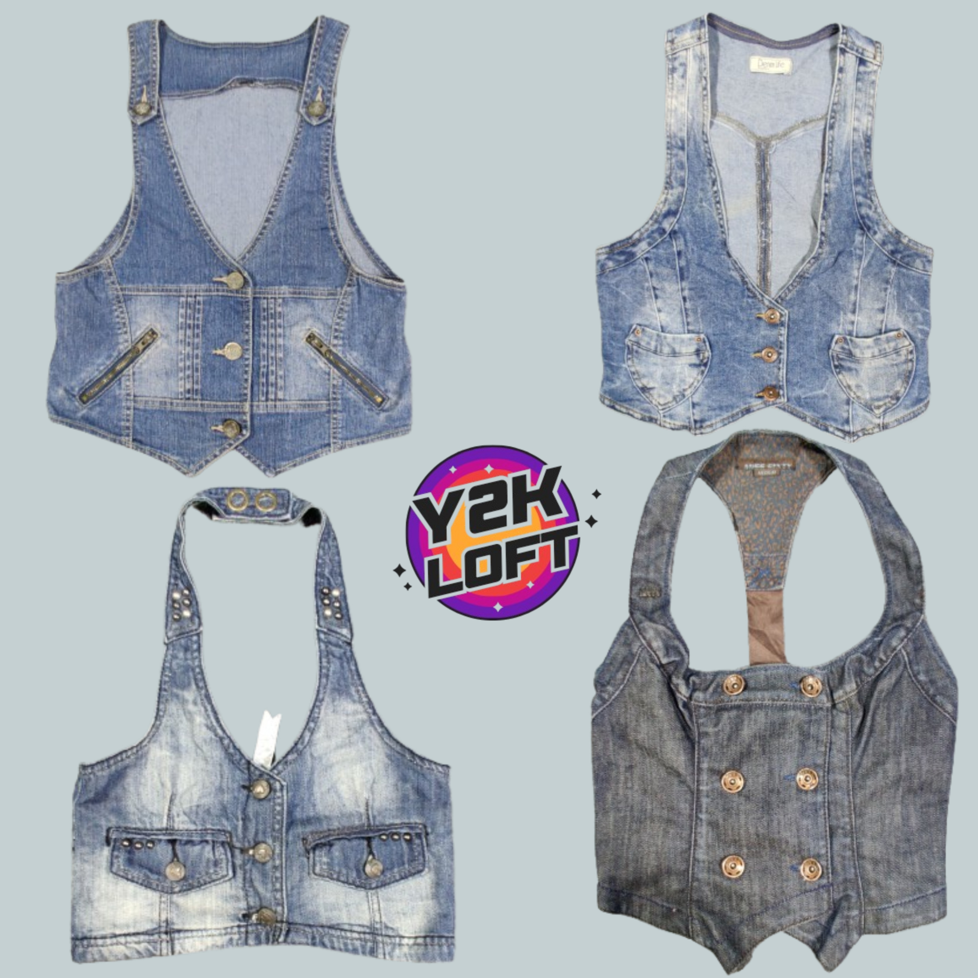 Y2K Cyber Girl Era Denim Vest (FB-025)