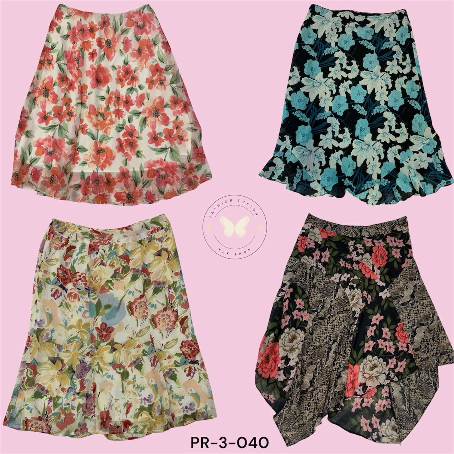 A-Line Poly Printed Skirt for Women – Office & Par..
