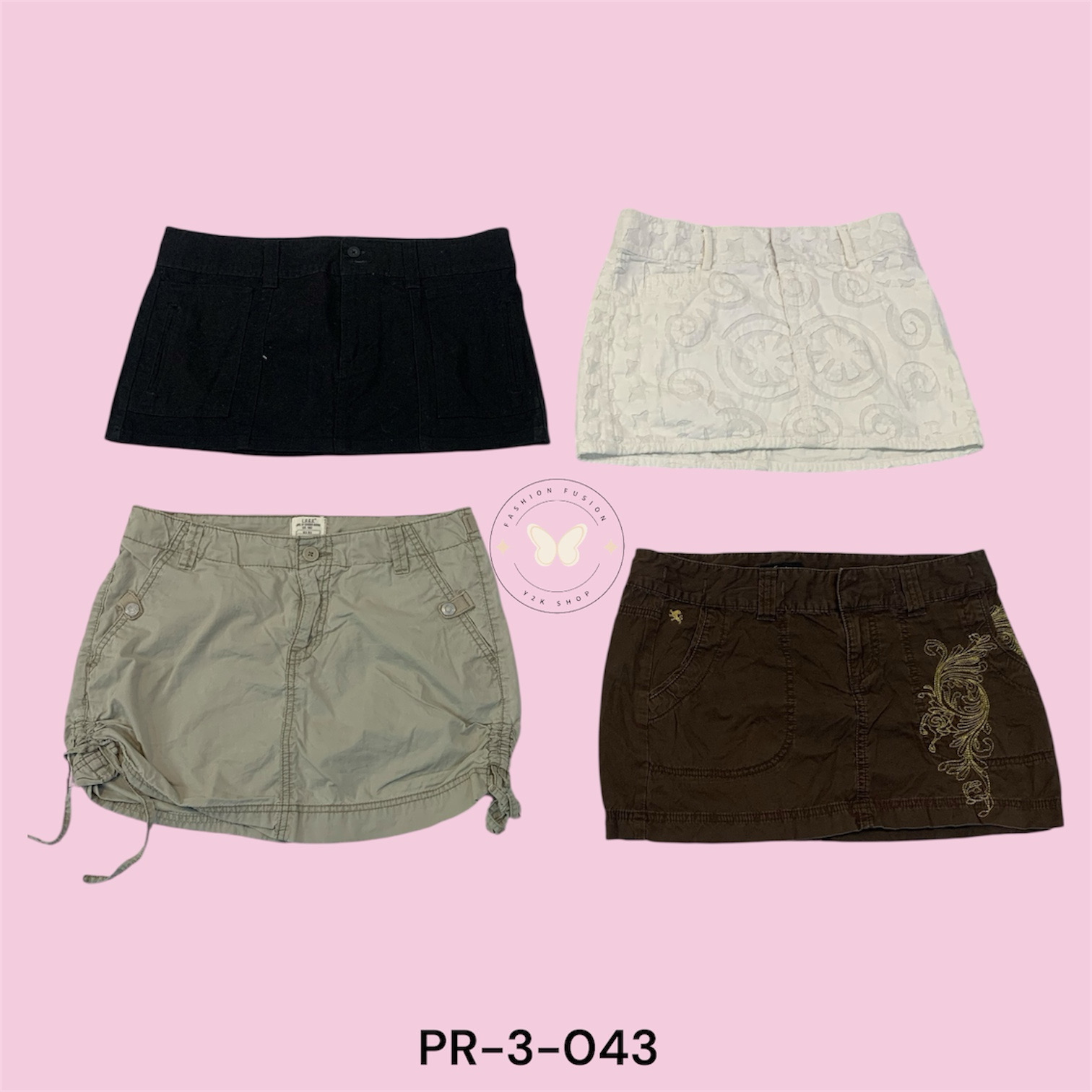Cotton Blend Cargo Mini Skirt with Functional Pock..