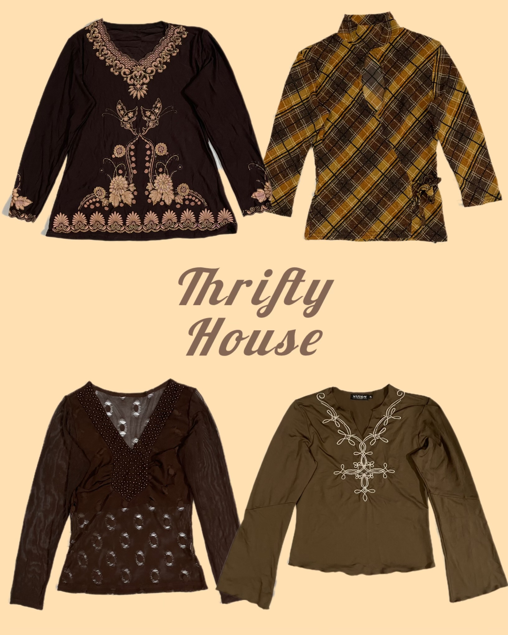 Mocha Y2K Vibes Tops(TH/279)