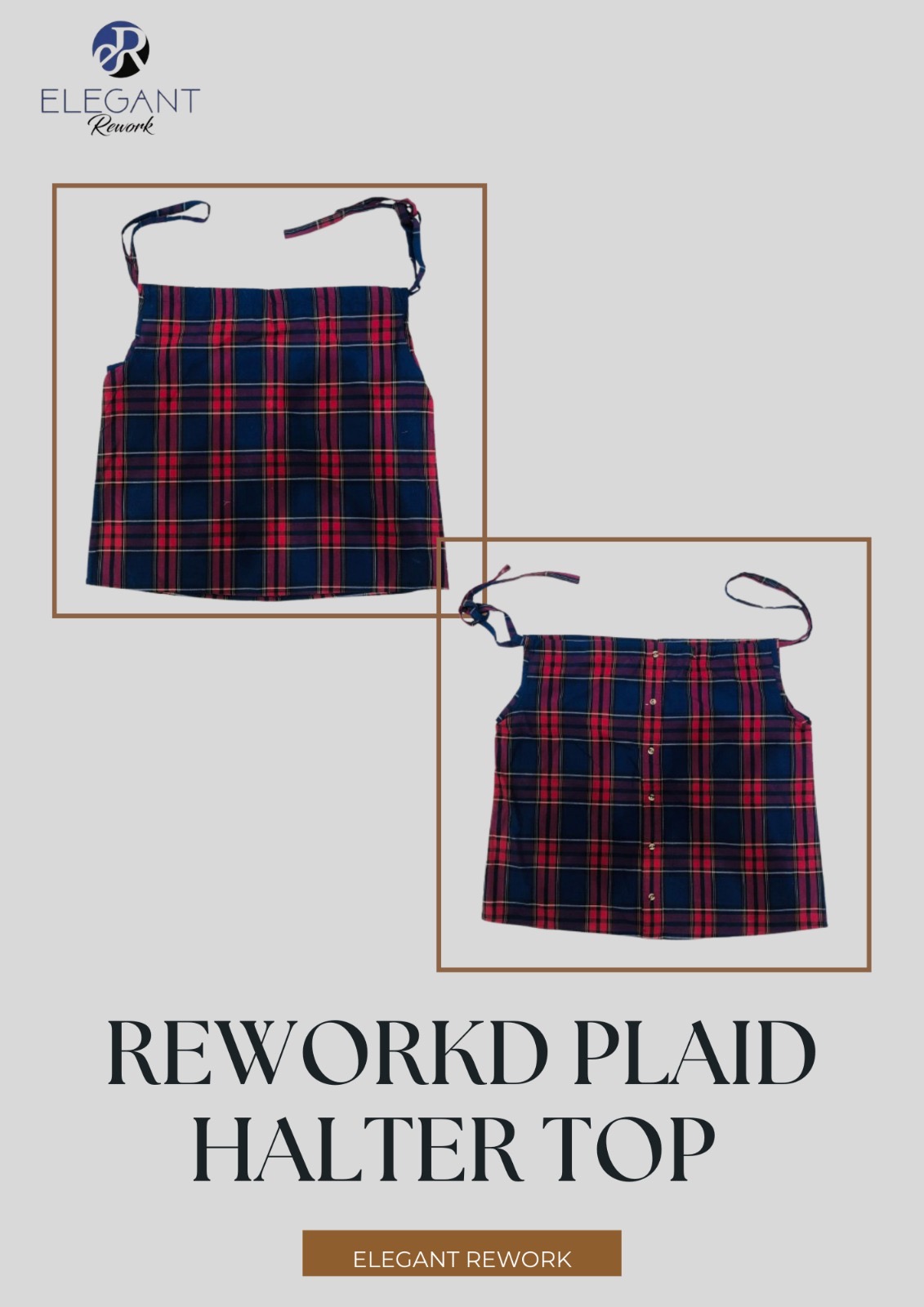 UPCYCLED Reworked Plaid Halter Top - EVR..
