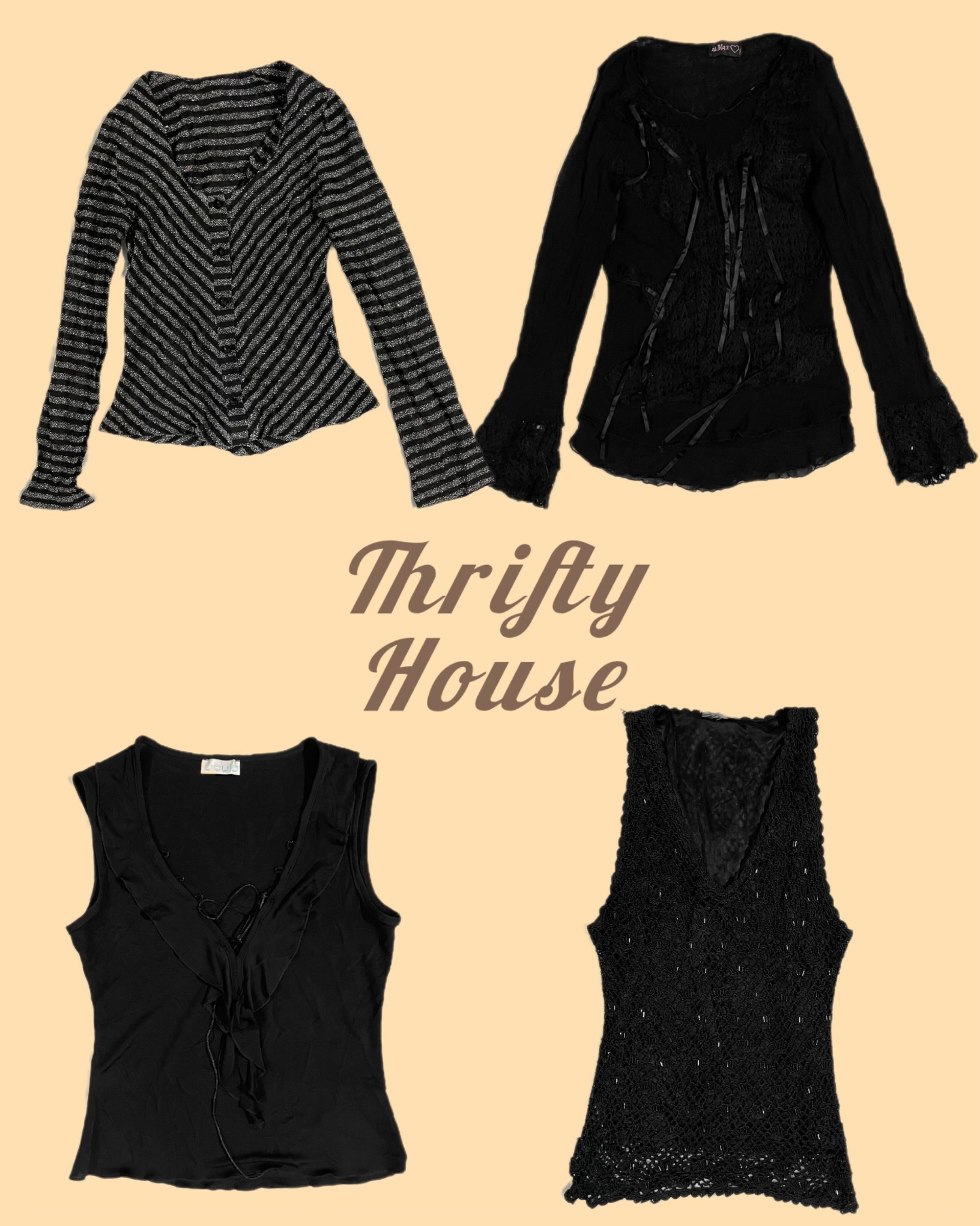 Black Coquette Y2K Tops(TH/282)