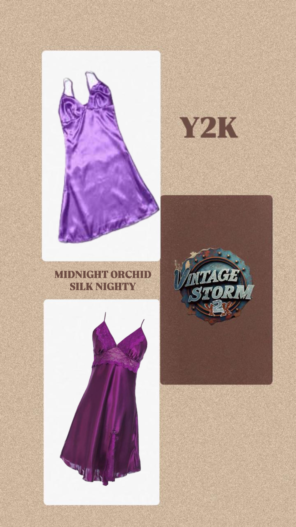Y2K Midnight orchid Silk Nighty
