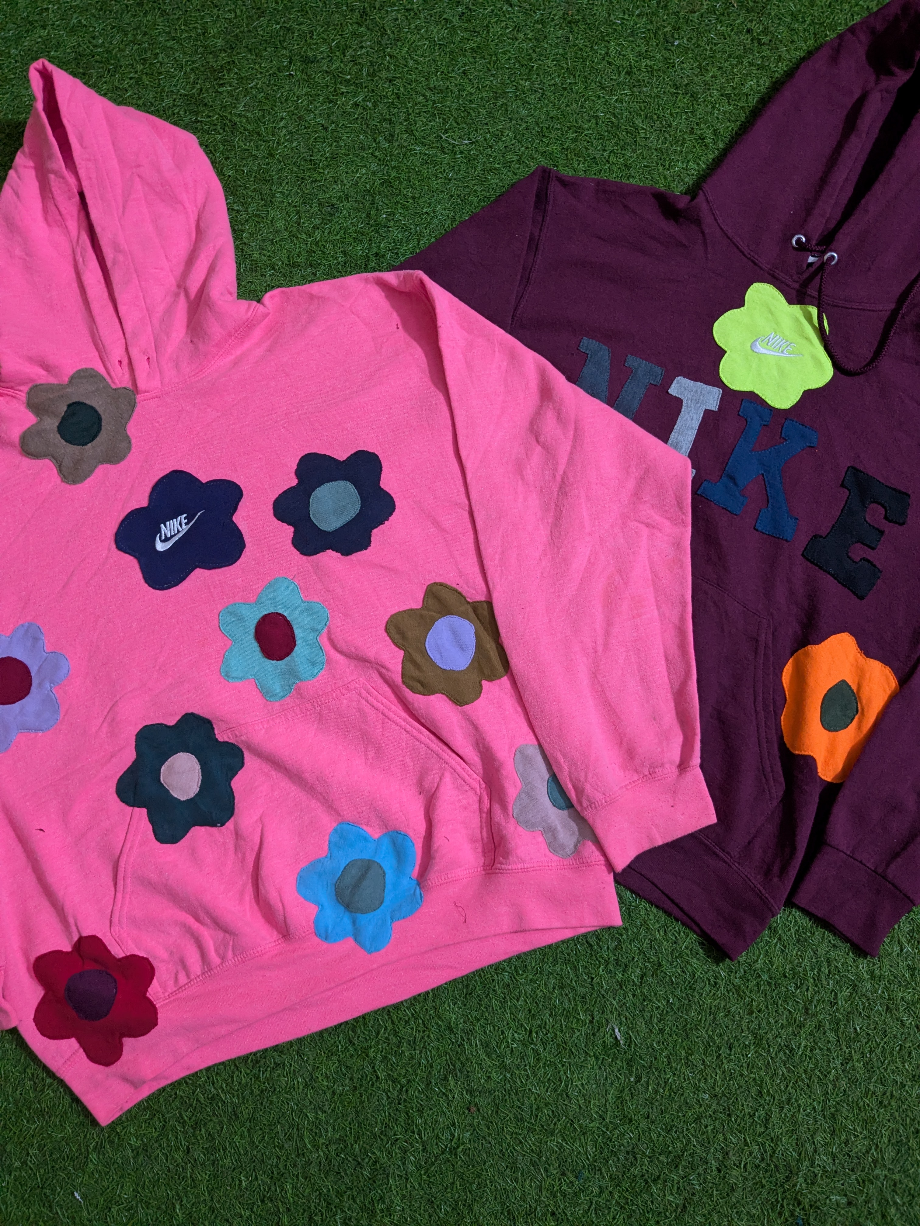 Upcycle Nike Patchwork flowers hoodie