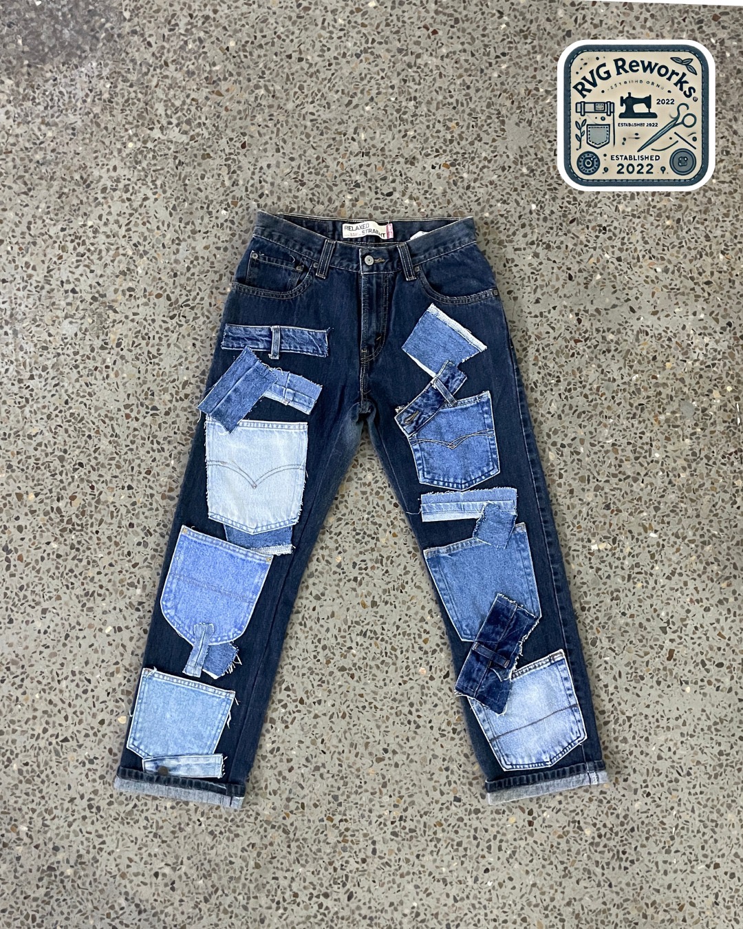 Upcycled Patchwork Pocket Denim
