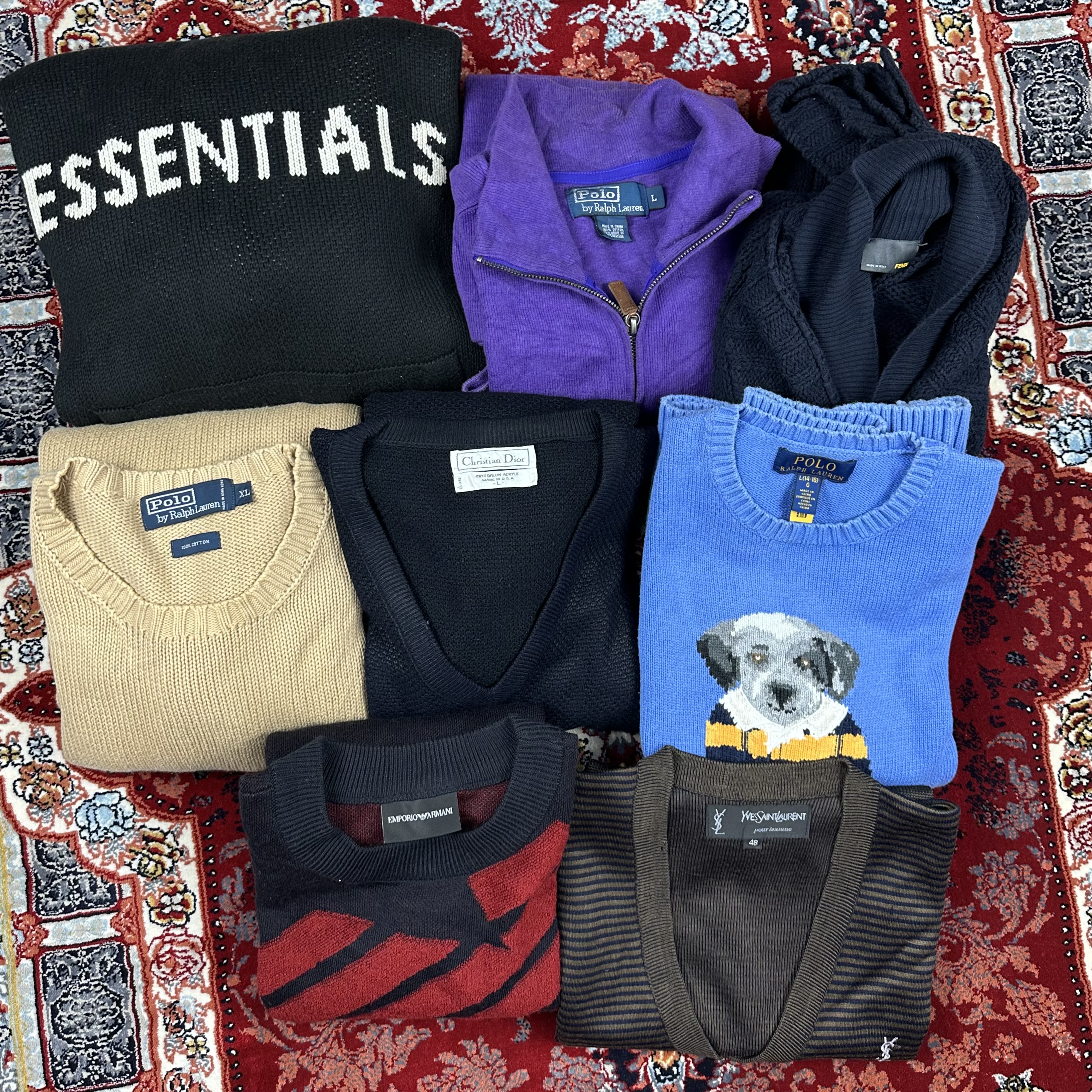 Sweater de malha mista masculino 8 peças