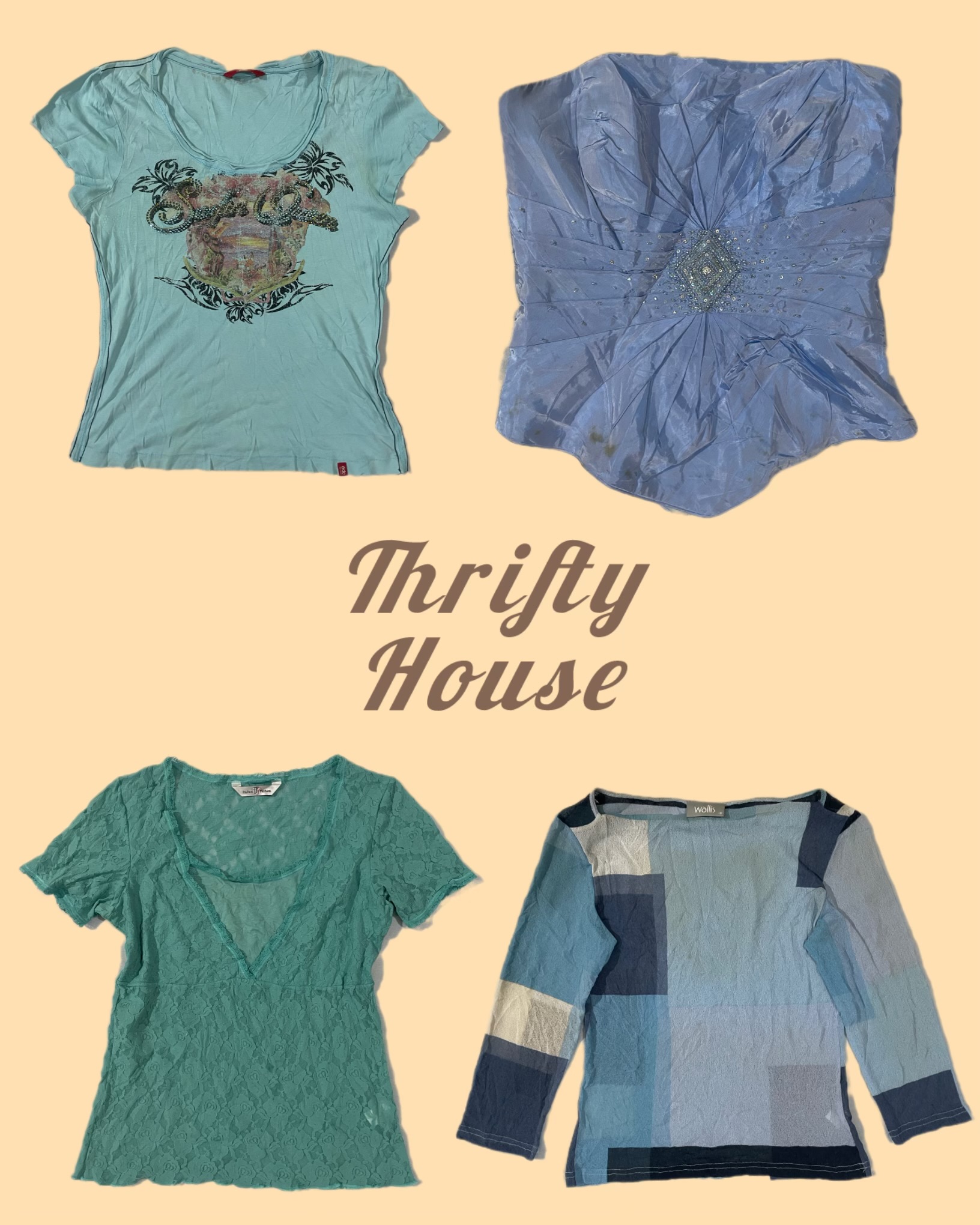 Y2k Aqua Core Tops(TH/284)