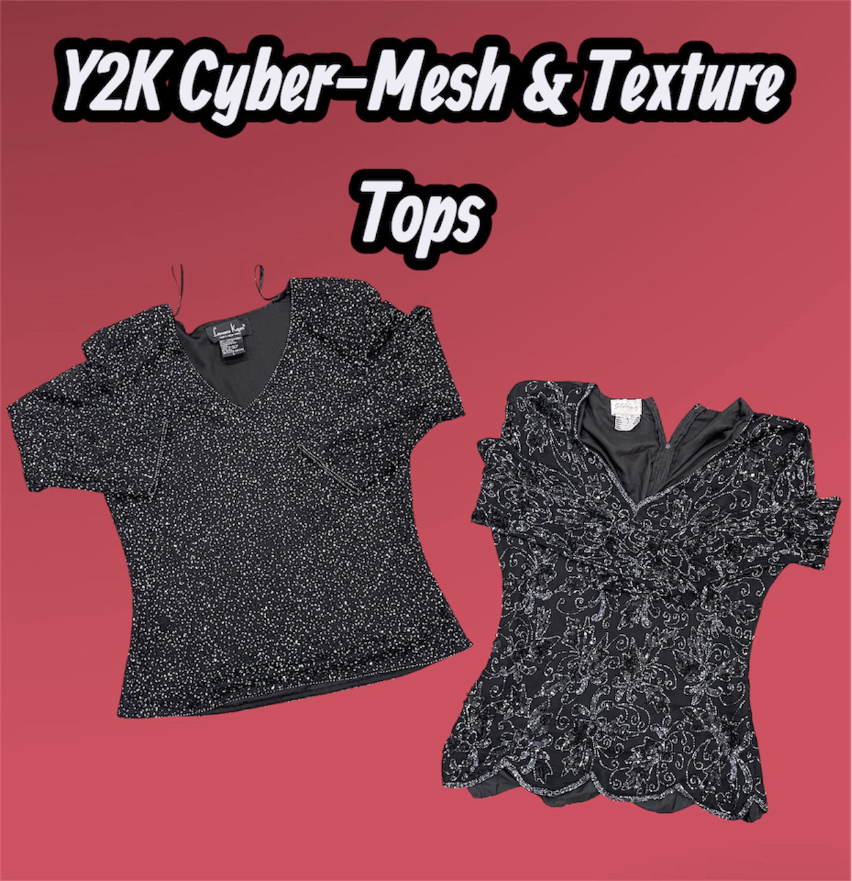 Y2K Cyber-Mesh & Texture Tops - (12/03)