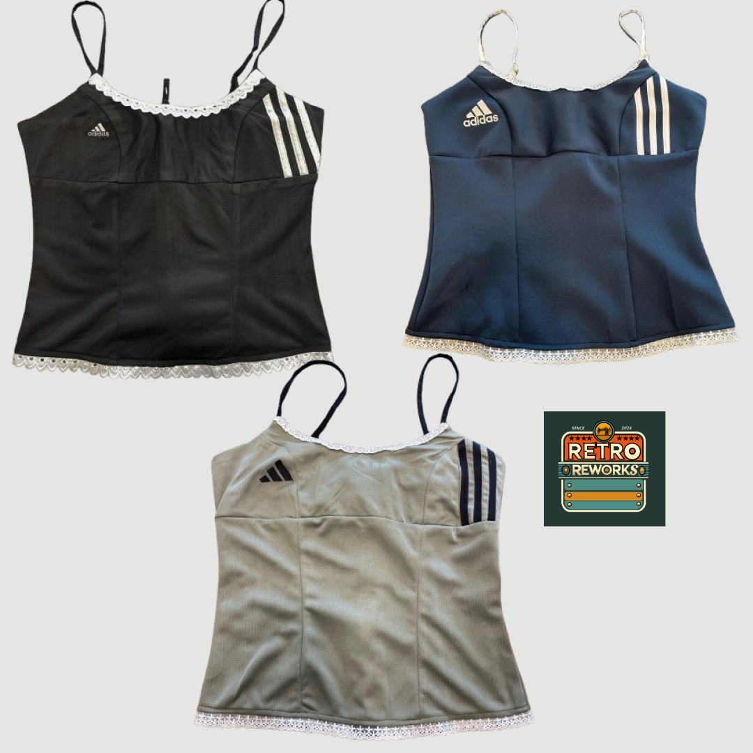 Upcycled Adidas Lace-Trim Cami Tops