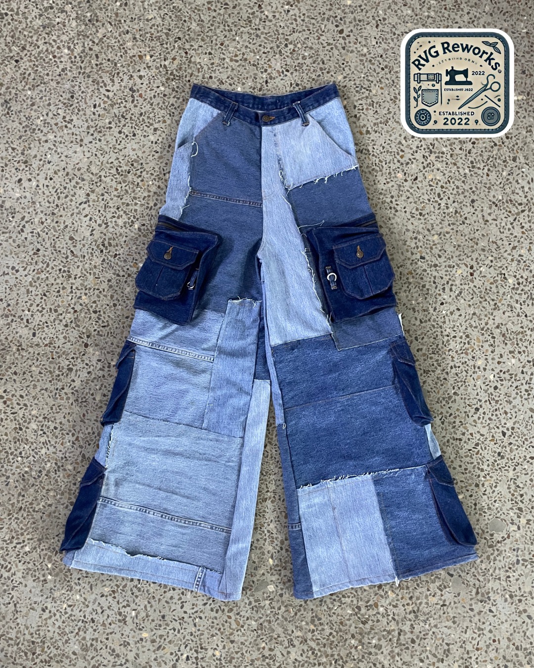 Upcycled Patchwork Cargo Denim Pants