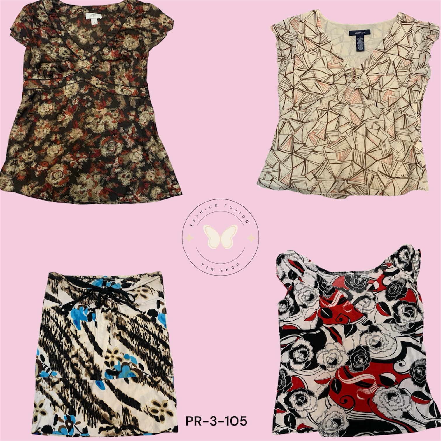 Printed Poly Blouse – Lightweight Casual Women’s T..