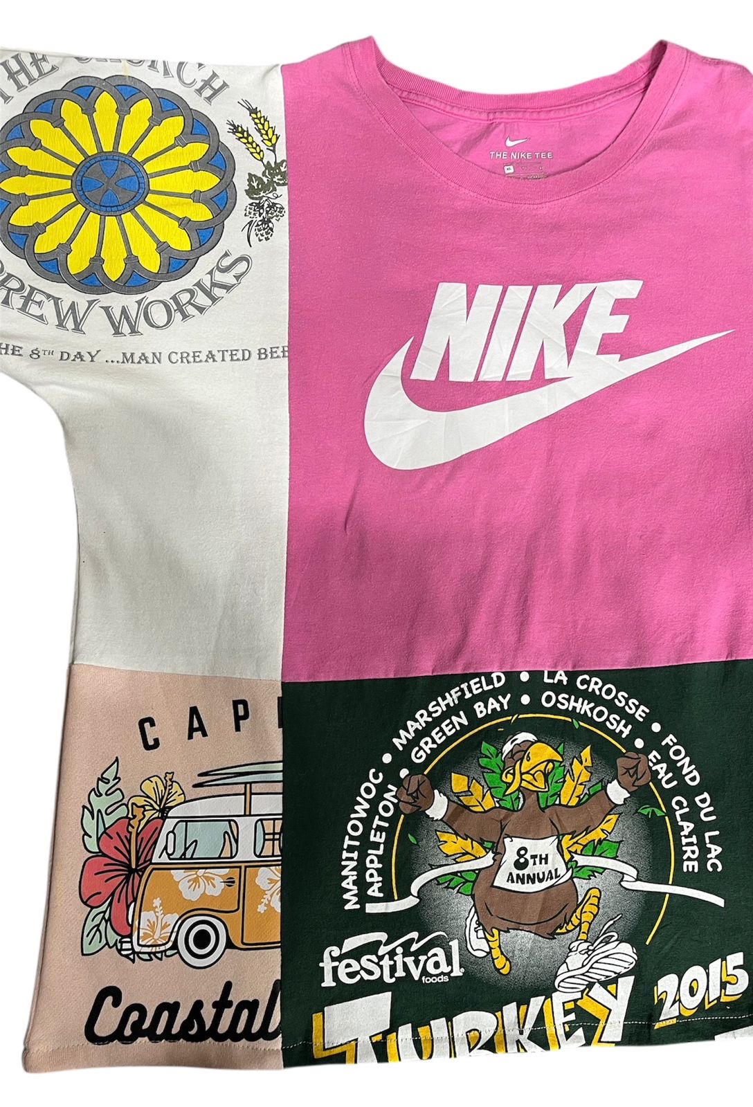 Upcycled Branded Nike T-shirt with patchwork