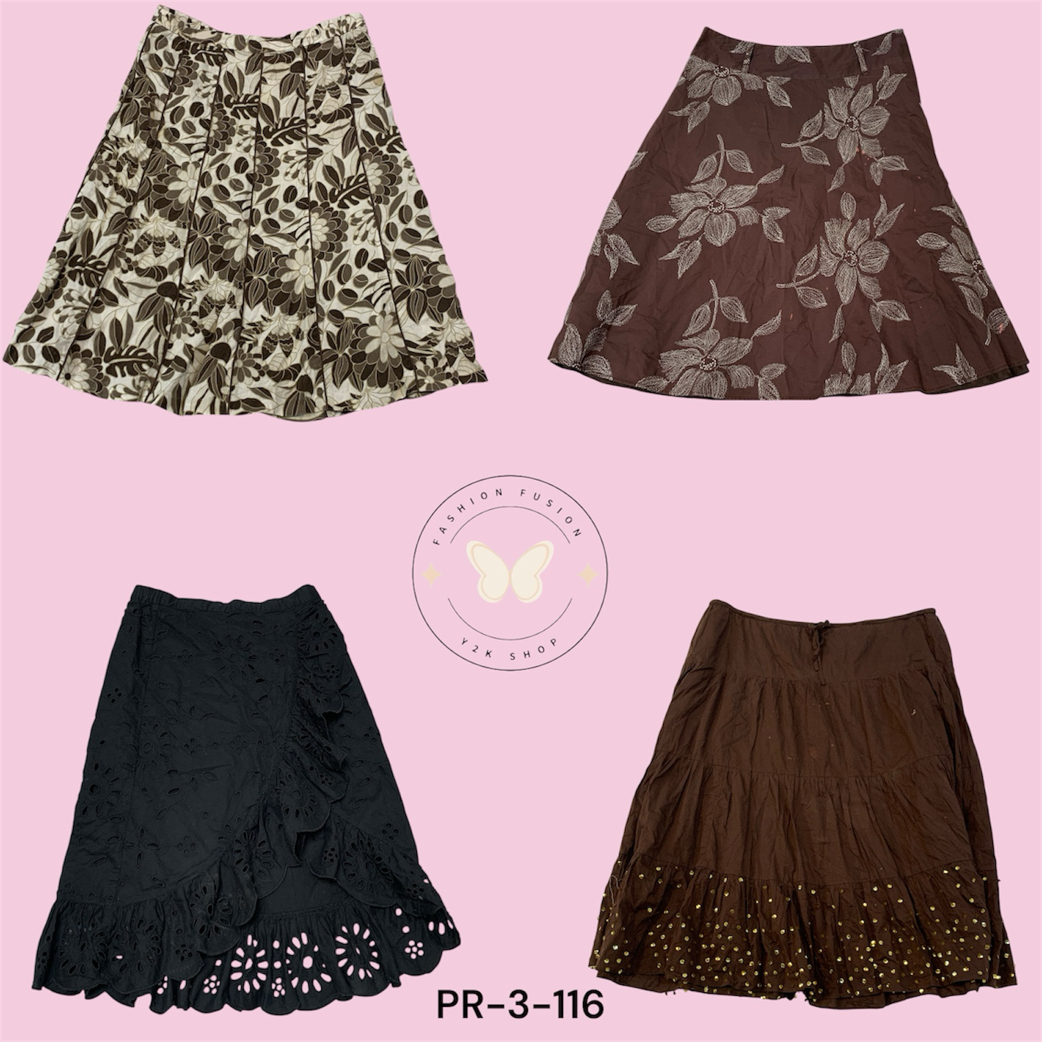 Printed Cotton Skirt with Adjustable Waist Tie (PR..