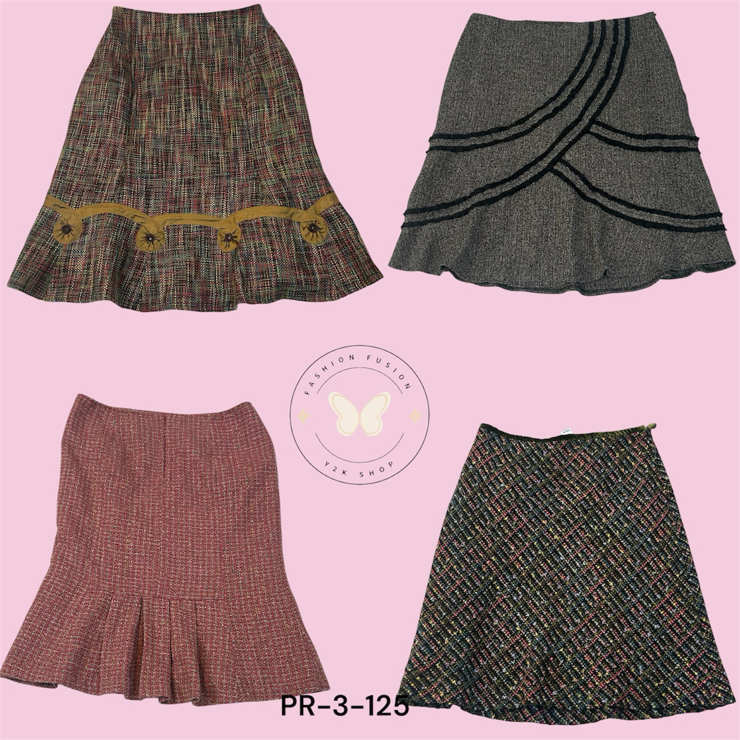 Plaid Wrap Wool Skirt with Button Closure” (PR-3-1..