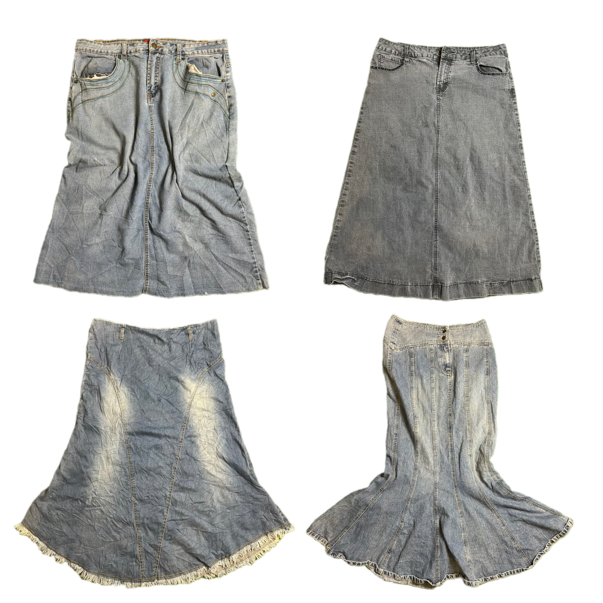 Y2K Grunge Girl Denim Maxi Skirts (TVL-346)