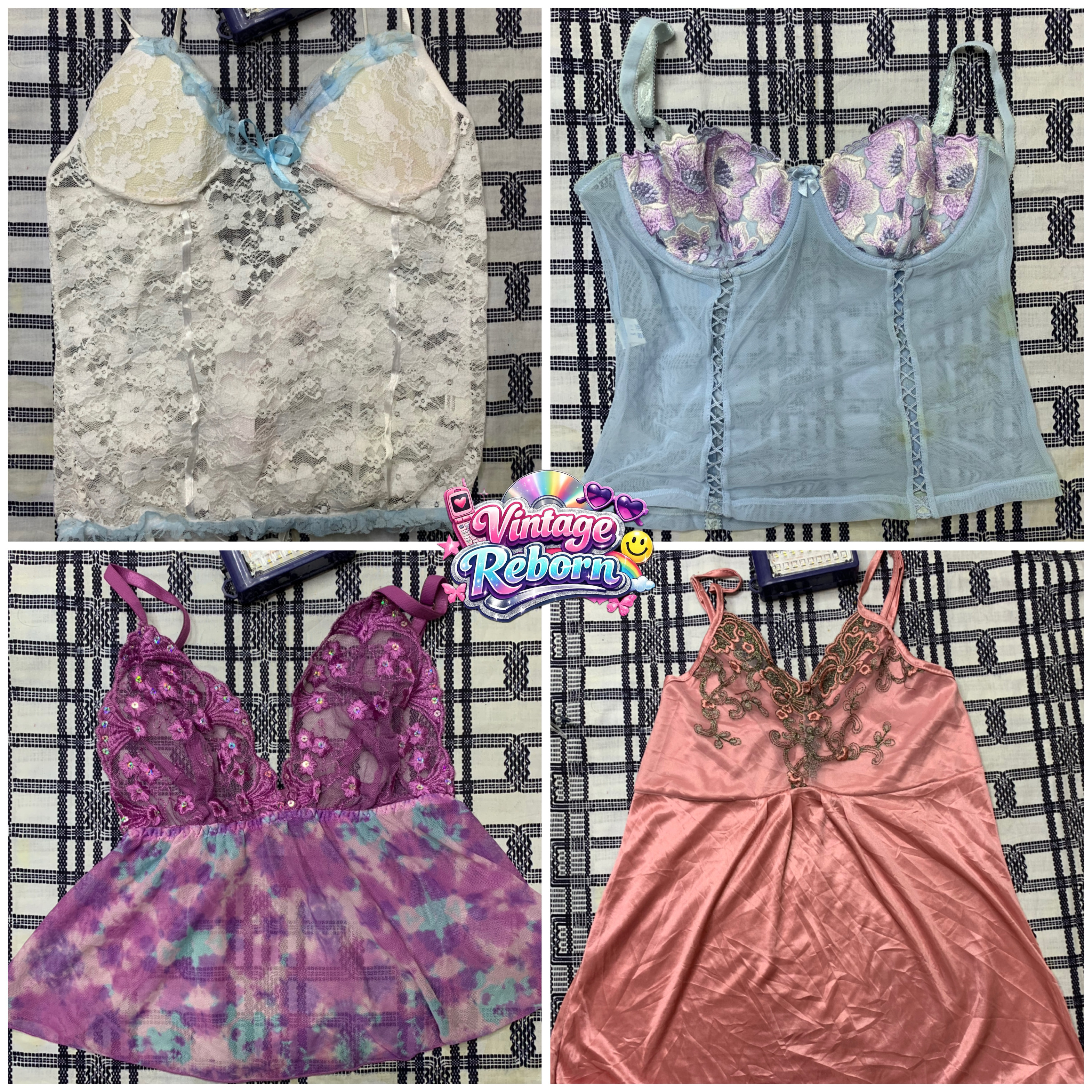 Y2K Vintage Lace Cami & Corset Top Lot | VR-250