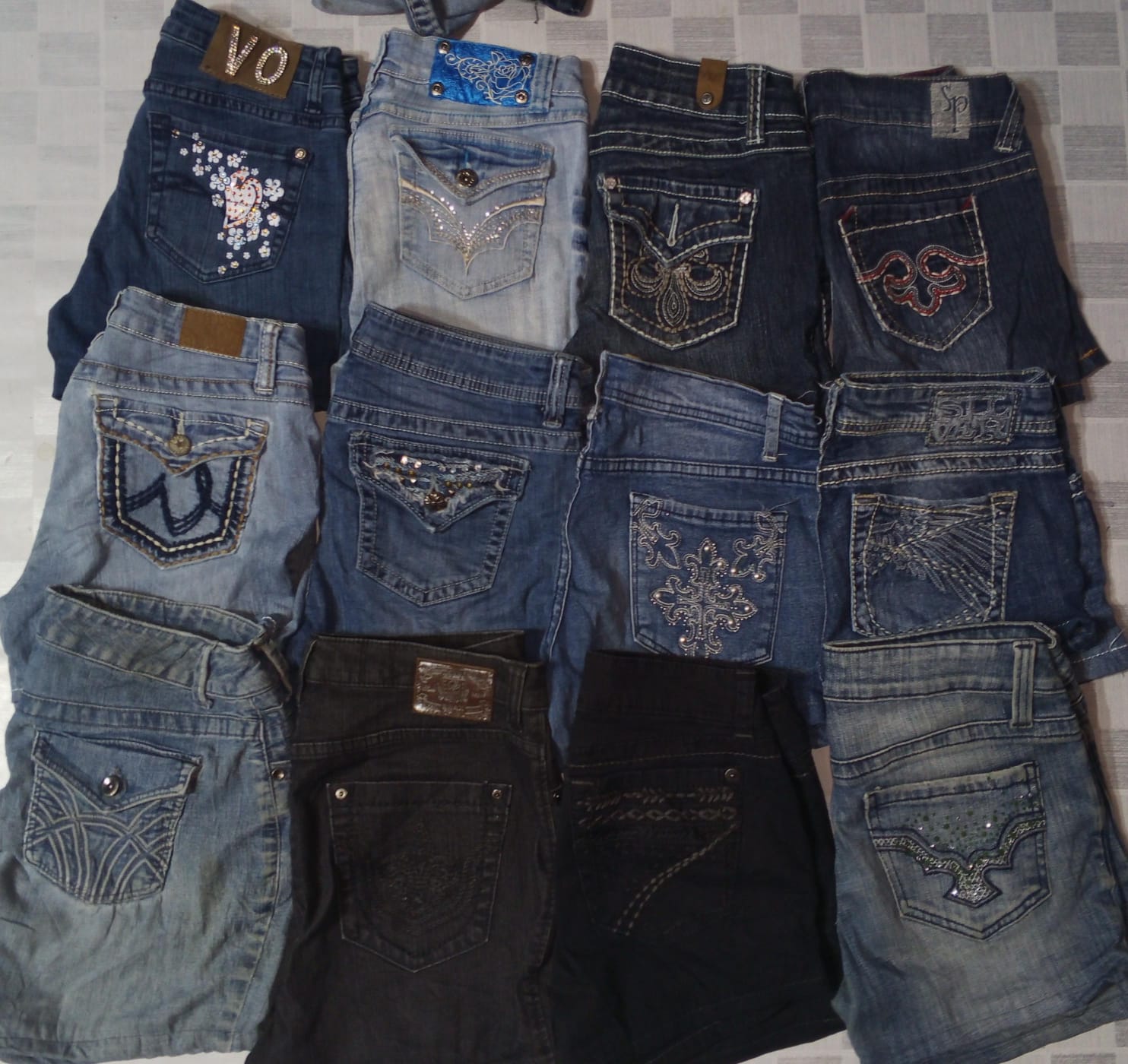 SILVER AND OTHER MIX BRANDS MINI SHORTS (ID 1188)