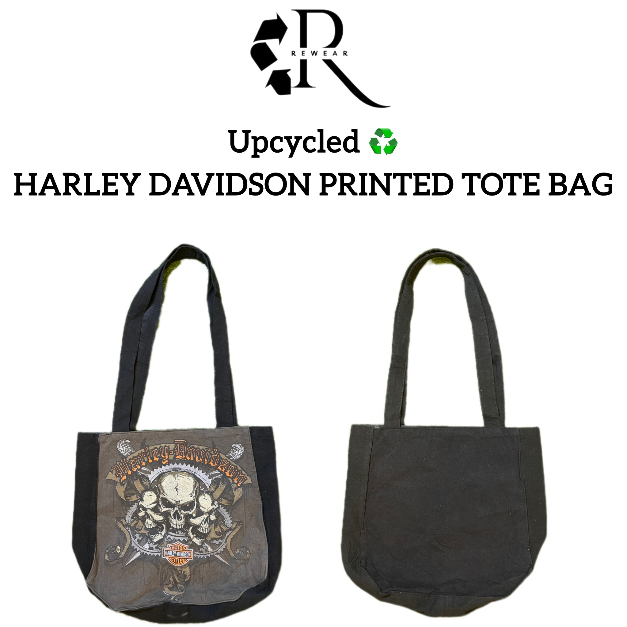 Upcycled Harley Davidson Printed Tote Bags (REP)