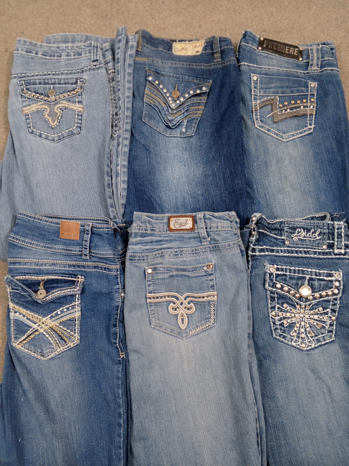 HD1408 Damen Y2K Verziert Denim Ausgestellte Jeans