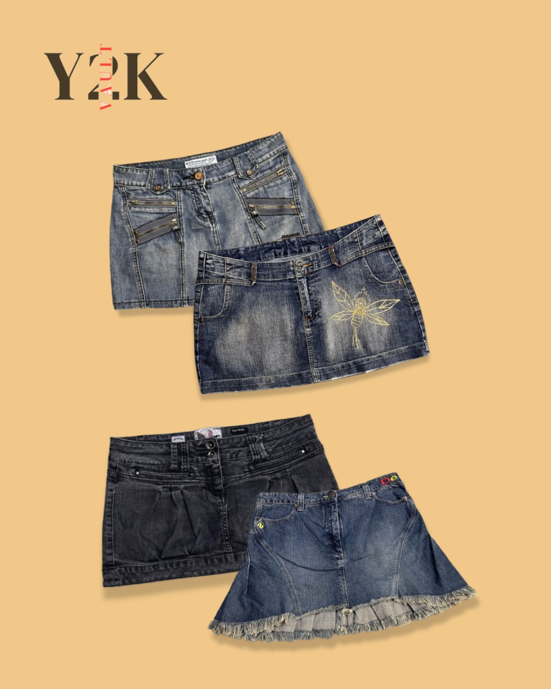 Y2K Vintage Denim Mini Skirt Bundle (Yv-641)