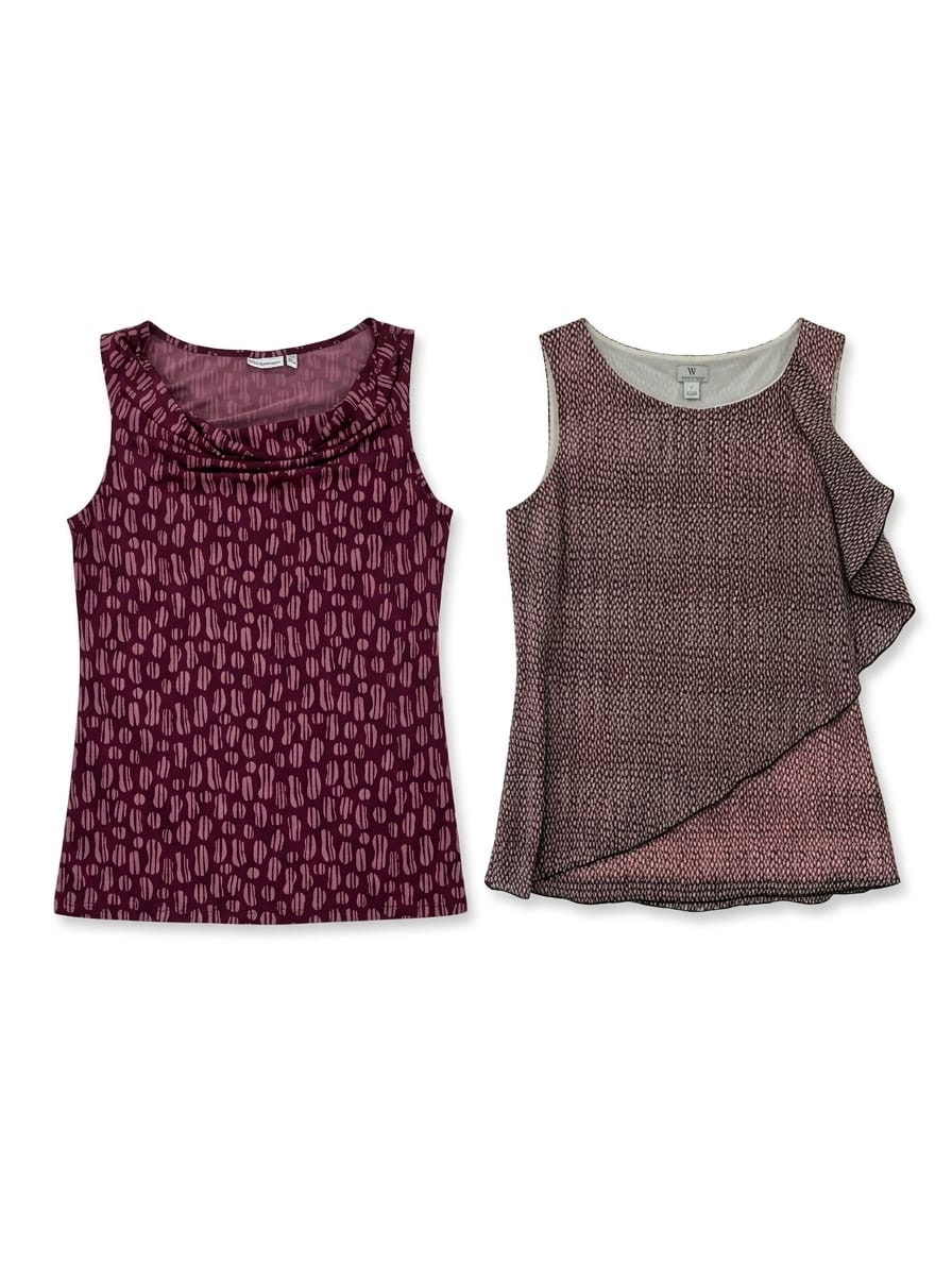 (FV-973) Y2K Vintage Purple Abstract Printed Tops ..