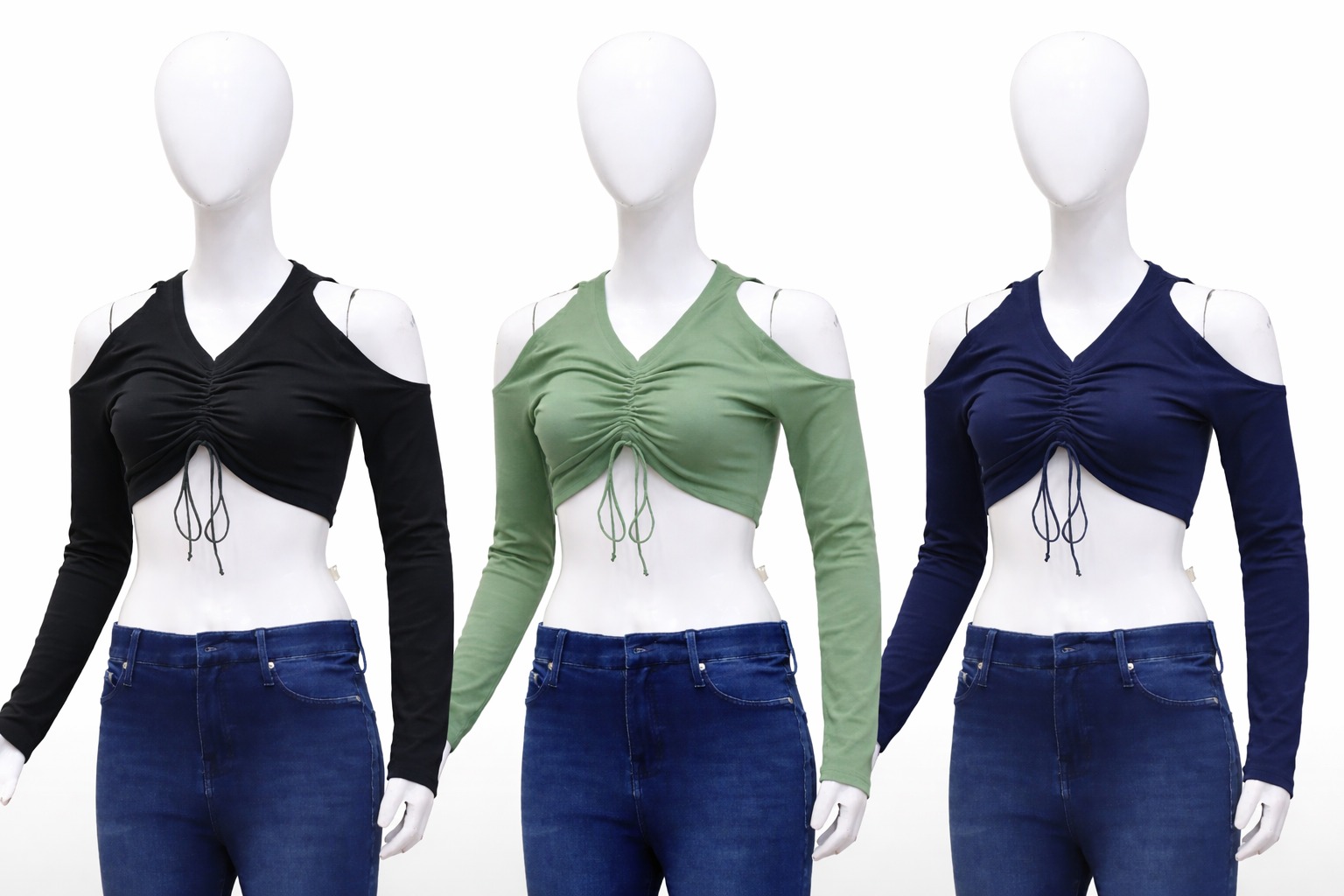 CR1414 Ruched Cut-Out Crop Top