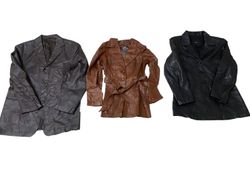 90s Vintage Leather Blazer Jackets Mixed - 11 Pcs