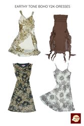 Earthy Tone x Boho Y2K Dresses