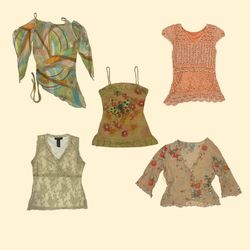 Vintage Y2K Poly Blouse Collection – Retro Glamour..