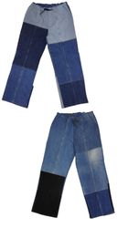 Rework Style Denim Patchwork Pull on Pants