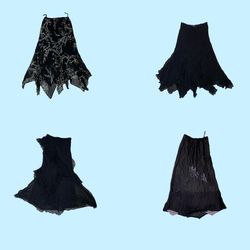 Y2K Midnight Elegance: Black Poly Skirts Collectio..