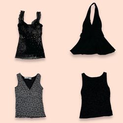 Y2K Chic schwarze Seiden-Cami (GRV-8-060)