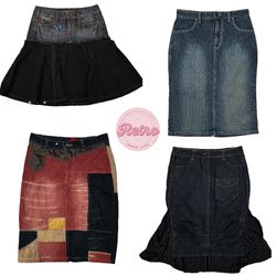 Y2k unique denim midi skirts