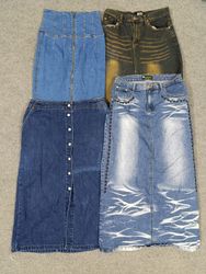 #206 Damen Y2K Denim Maxikleider -34