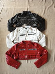 Harley Davidson Racing Rework Style Leather Jacket..