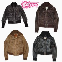 Y2K Leather Bomber Jackets