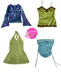 Blue Green Fairy Pretty Y2K Tops Mix