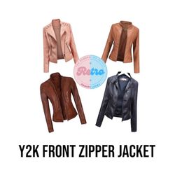 Y2K Front Zipper Leather Jackets 10pcs