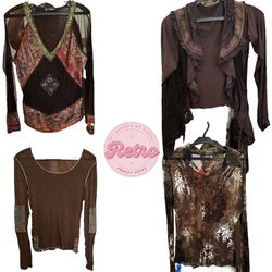 Cocoa Retro: Brown Y2K Mesh Top 27 pieces