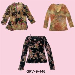 Y2K Fashion Revival – Long Sleeve Poly Mix Blouse ..