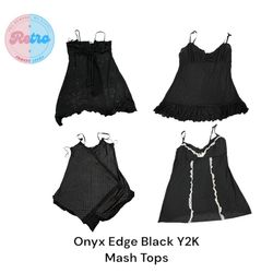 Oynx Edge Black Y2K Mesh Tops: 16 Pieces