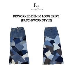 REWORKED Denim Patch Work Maxi Rock (AW24)