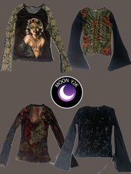 Y2K Italian Bale Romantic Grunge tops (A..