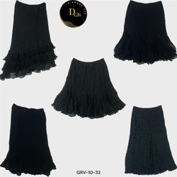 Y2K Sleek Black Poly Skirt - Classic and Cool (GRV..