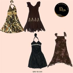 Y2K Vibes: Brown Dress with Floral Accents (GRV-10..