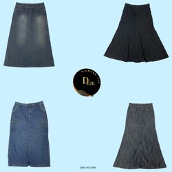 Retro Revival: Y2K Full-Length Denim Skirt (GRV-10..