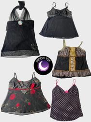 Y2k gothic black cami tops (A-43)