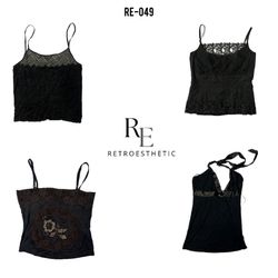 Y2K Black Cami Tops (RE-049)